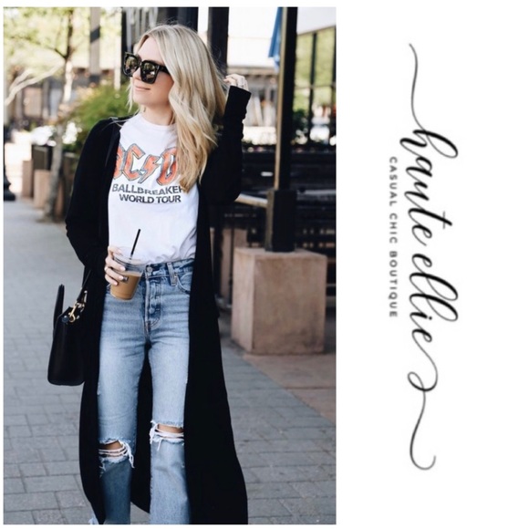 Haute Ellie Tops - Midnight Black Long Sleeve Cardigan